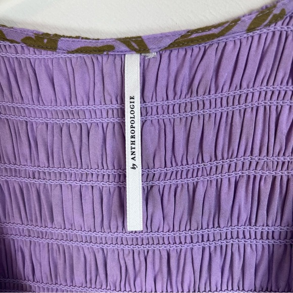 Anthropologie Peregrine Tiered Midi Dress Smocked Cottagecore Large L Purple - Picture 6 of 16